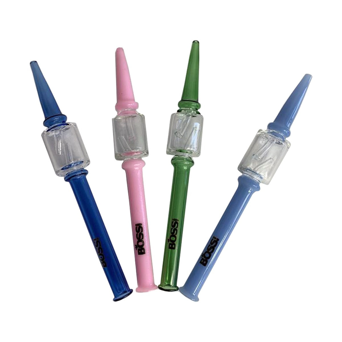 (6 unidades) Pajita de miel de vidrio BOSS de 7.5" con dos tubos de tapón de aceite dentro de la cámara $7.99 c/u