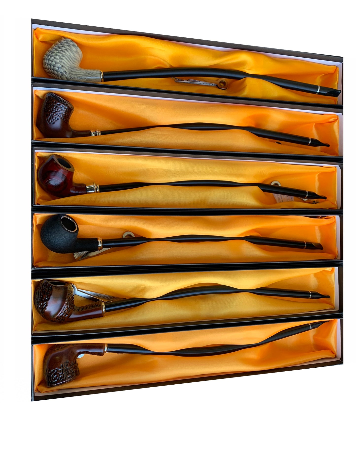 (6ct) 16" Smoking Wood Pipe with Gift Box Assorted Colors $8 EA