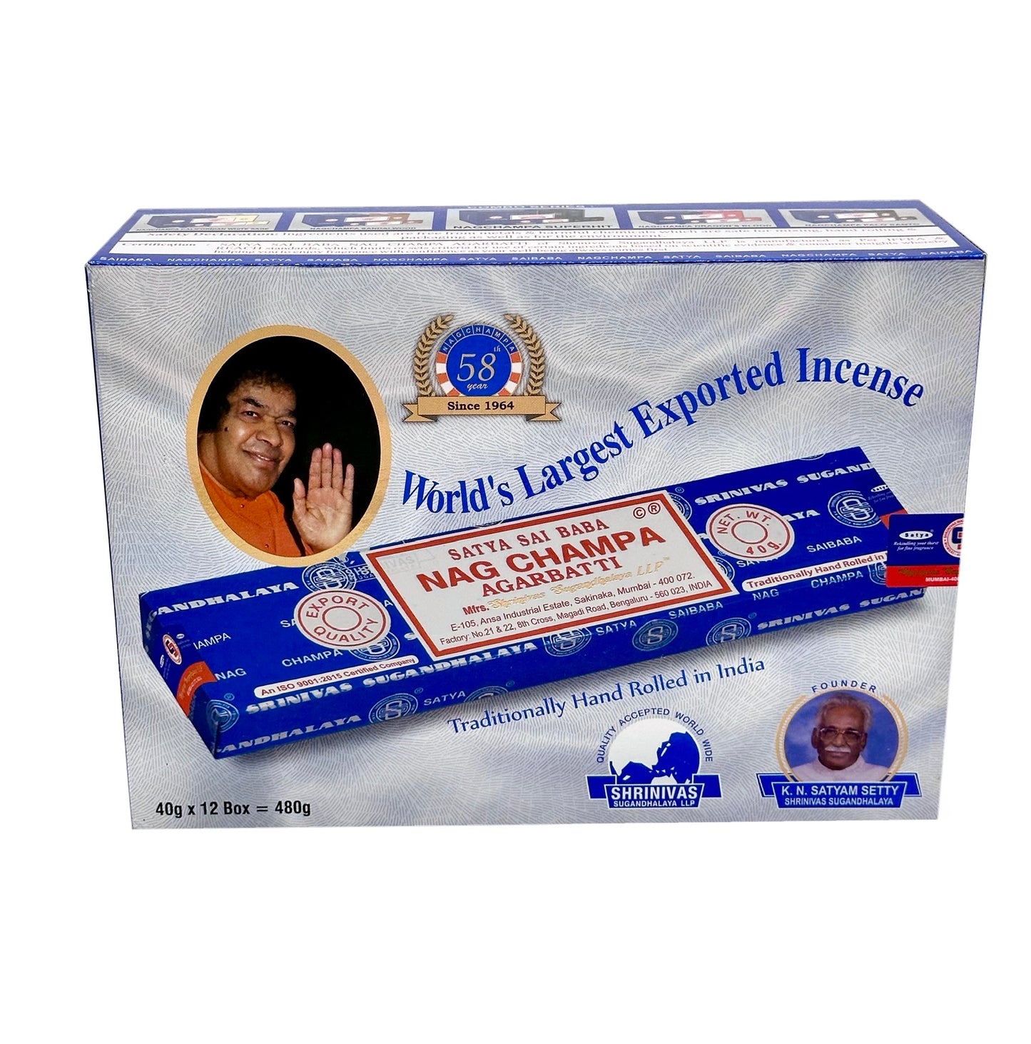 Incienso Satya Sai Baba Nag Champa 40g