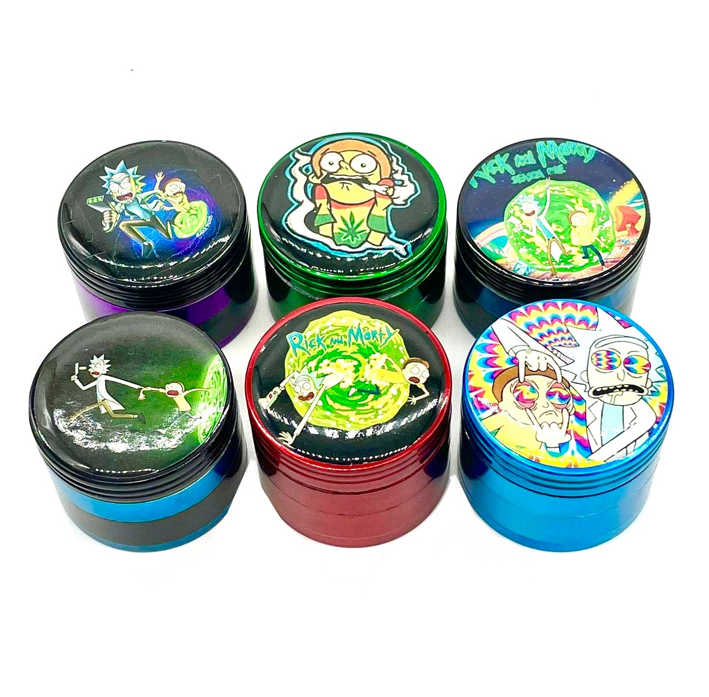 (12ct) 42mm RM Design 4 Part Grinder Assorted Colors $3.5 EA