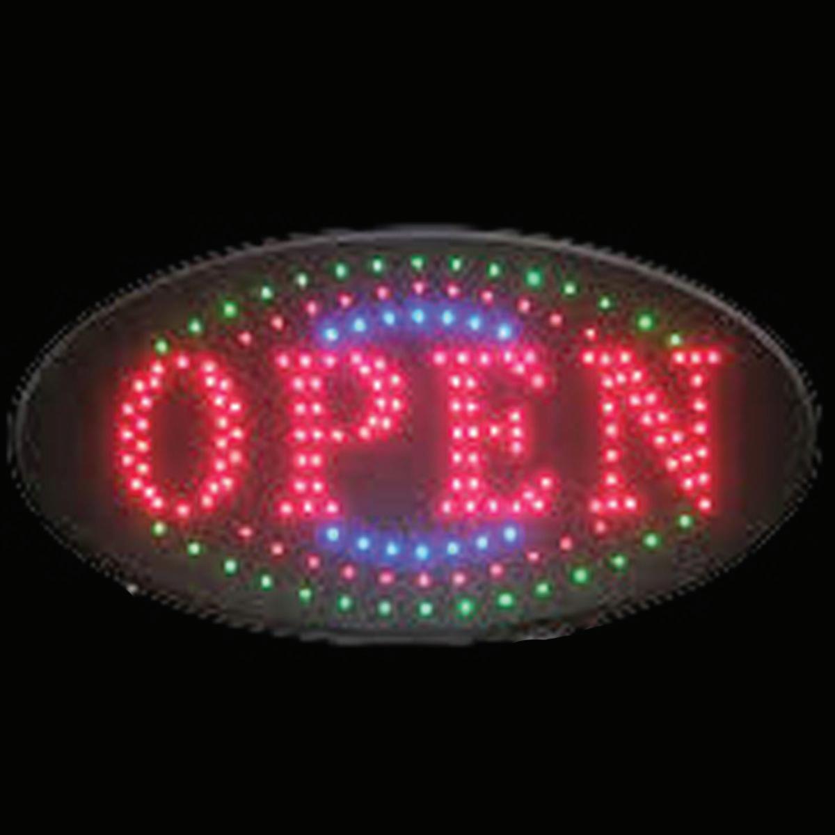 Círculo de letrero LED abierto de 10" x 19"