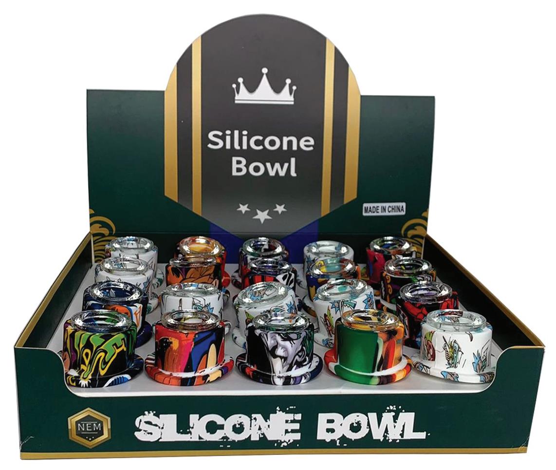 (20ct) Silicone Top Hat Bowl with Display Assorted Designs $1.99 EA