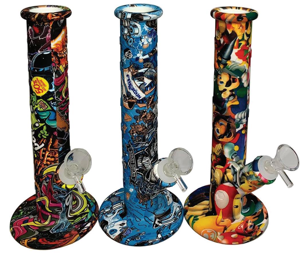 (6ct) 10.2" Silicone Transfer Print Honeycomb Water Pipe $14.99 EA