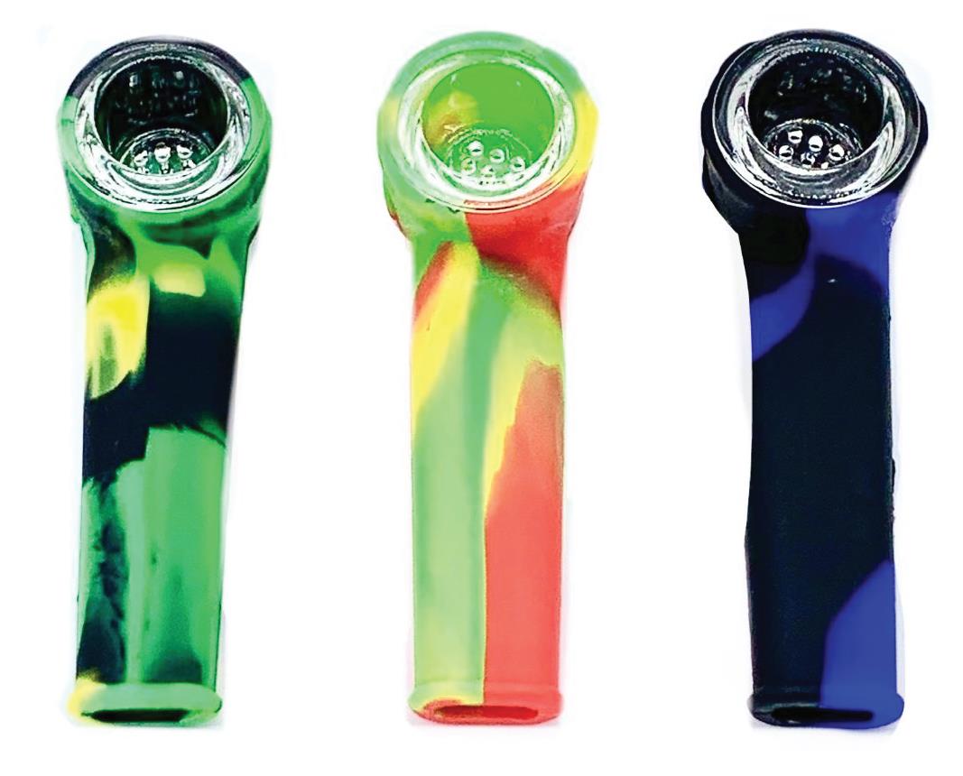 (25ct) 3.5" Silicone Pipe with Glass Bowl Assorted Colors $1.99 EA
