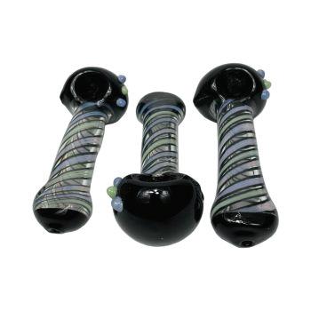 (12ct) Pipa de vidrio exótica con forma de remolino de limo negro de 5" $8 c/u