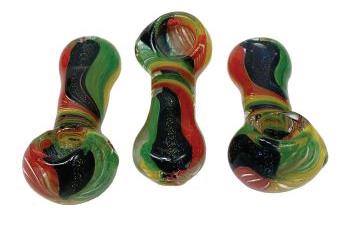 (12ct) 3.5" Dicro Rasta Swirl Glass Hand
Pipe $6 EA