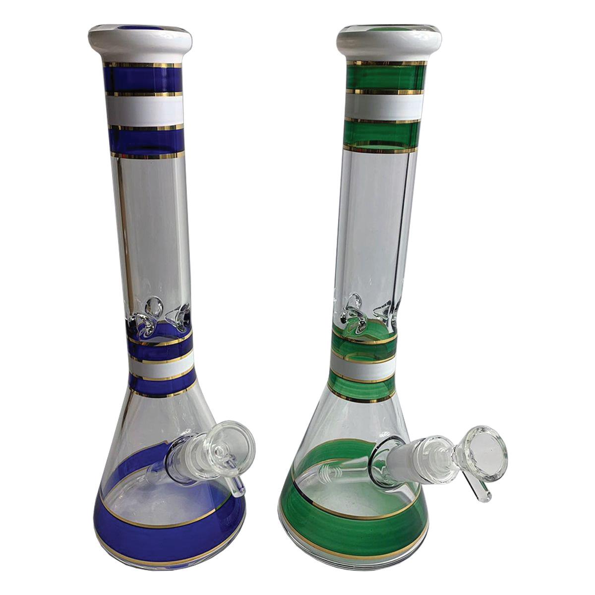 (6 unidades) Pipa de agua de vidrio de 12" rayada $19.99 c/u