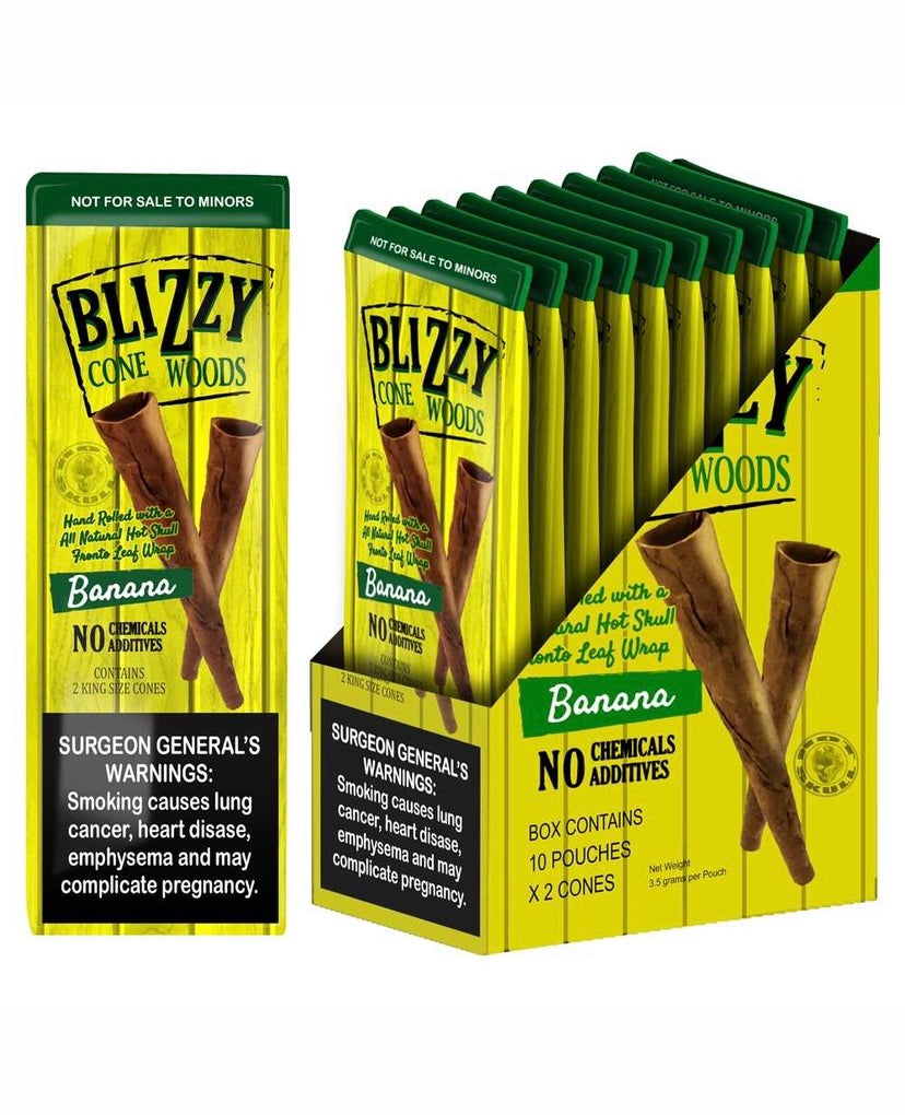 (20ct) Blizzy King Size Cone Woods Banana