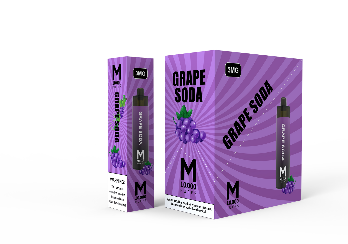 (8ct) Mega 10,000 Puffs Disposable Vape Mod Grape Soda $10.99 EA