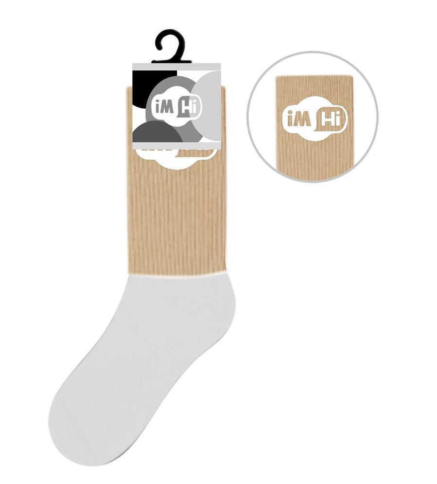(12ct) iM Hi Crew Socks Tan and White $2.5 EA