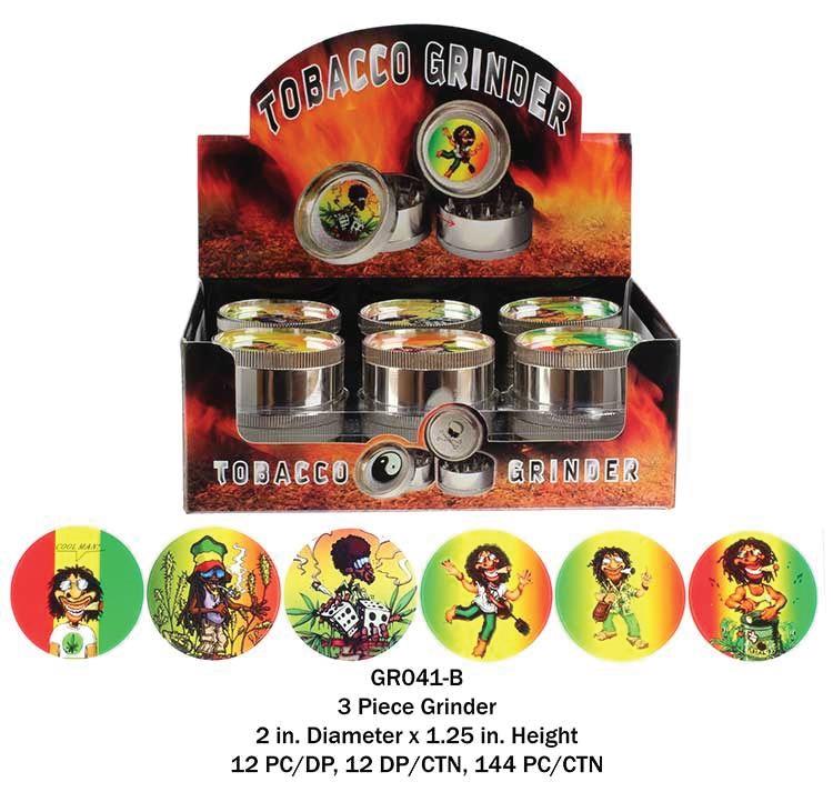 (12ct) 3-Piece 51mm Rasta Novelty Grinders $2.75 EA