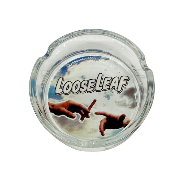(12ct) 3" Loose Leaf Pass It Design Glass Ashtray $2.99 EA