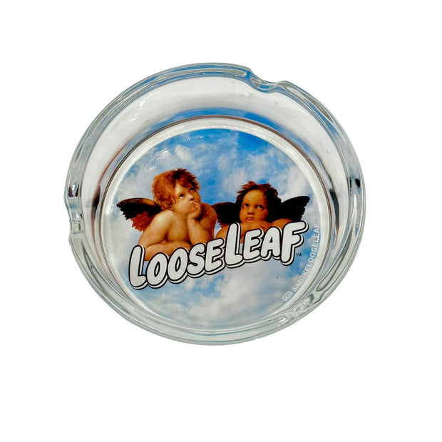 (12ct) 3" Loose Leaf Angels Design Glass Ashtray $2.99 EA