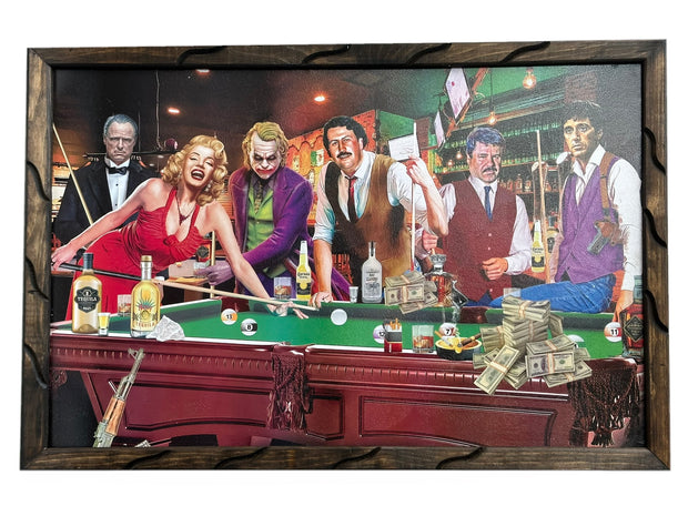 24" x 36" Iconic Figures Around Pool Table Picture Frame