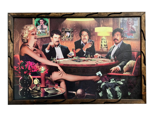 Marco de fotos con figuras icónicas de 24" x 36" alrededor de una mesa de póquer