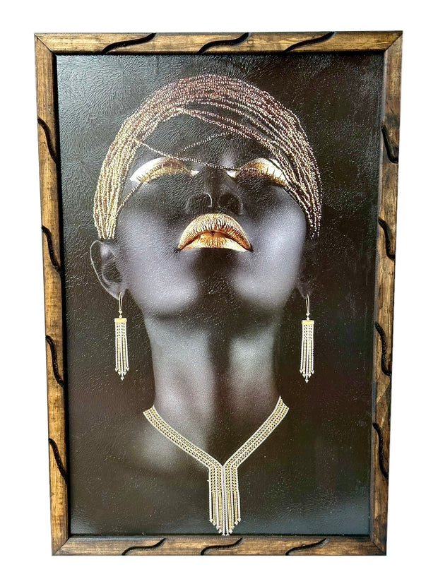36" x 24" Confident Woman with Gold Accessories Picture Frame