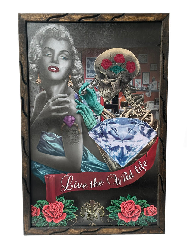 36" x 24" Marilyn Tattoo Live the Wild Life Picture Frame