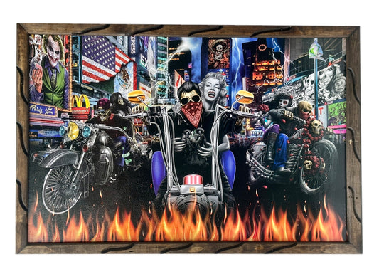 24" x 36" Motorcycles Through The City Picture Frame