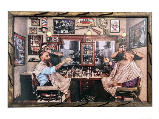 24" x 36" Classic Barbershop Scene Picture Frame