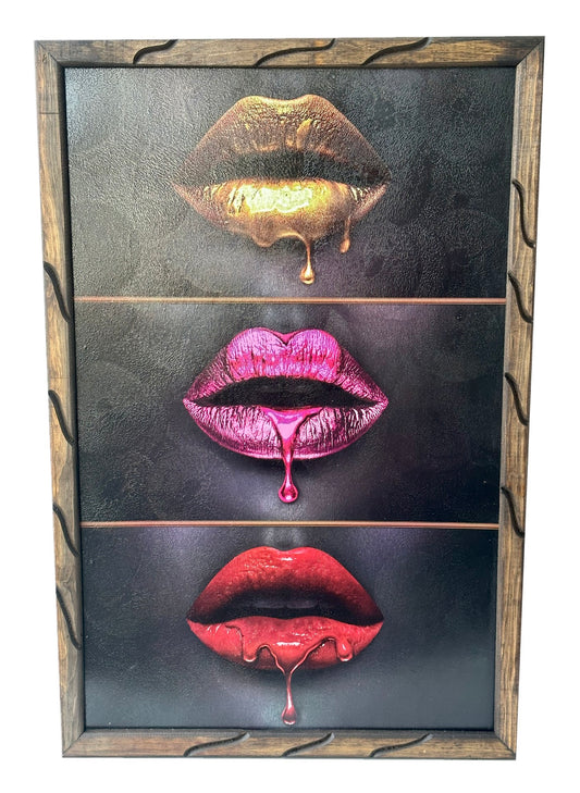 Marco de fotos de labios goteantes coloridos de 36 "x 24"