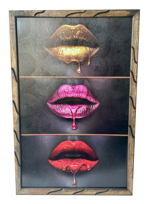 36" x 24" Colorful Dripping Lips Picture Frame