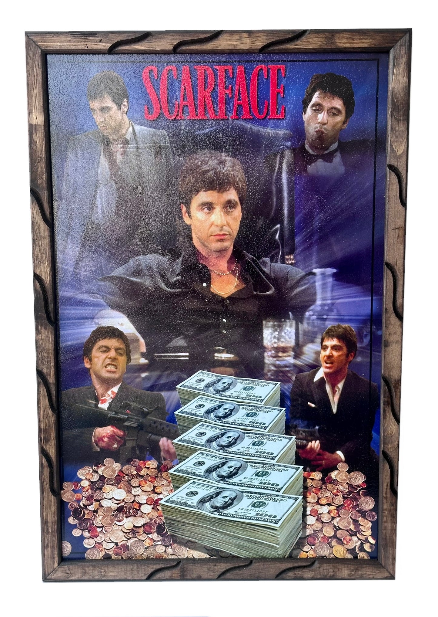 Marco para fotos con escenas de "Scarface" y dinero de 36" x 24"