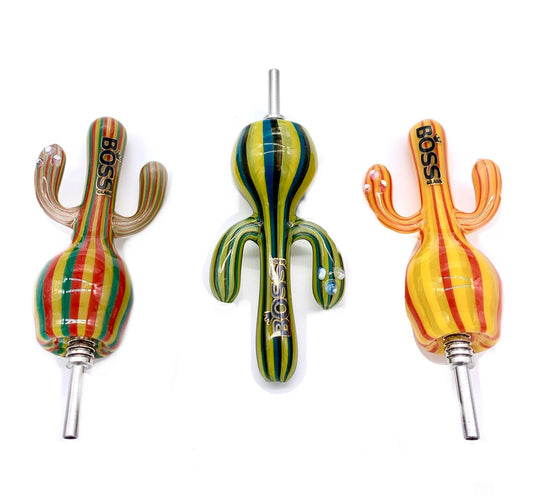 (6ct) 4" BOSS Glass Cactus Nectar Collector Assorted Colors $9.99 EA