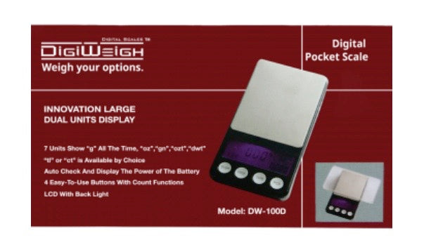 (6 unidades) Báscula de bolsillo Digiweigh DW-100D (0,01 g) $5,99 c/u