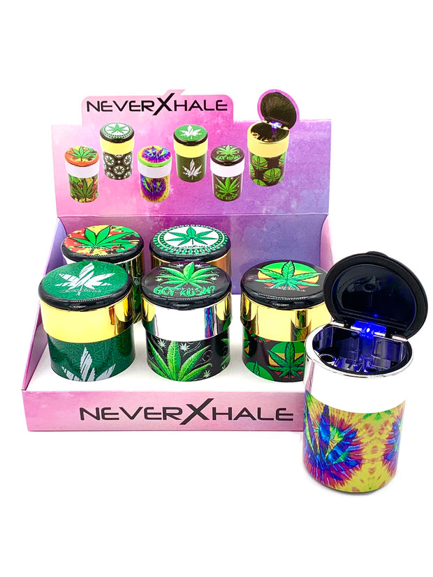 (12ct) 5" NeverXhale LED Ashtray Leaf Designs $4.99 EA