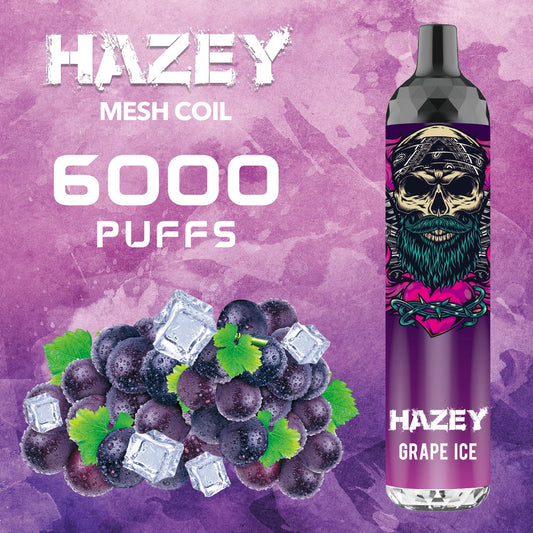 (10 unidades) Hazey 6000 Puffs Hielo de uva $9 c/u