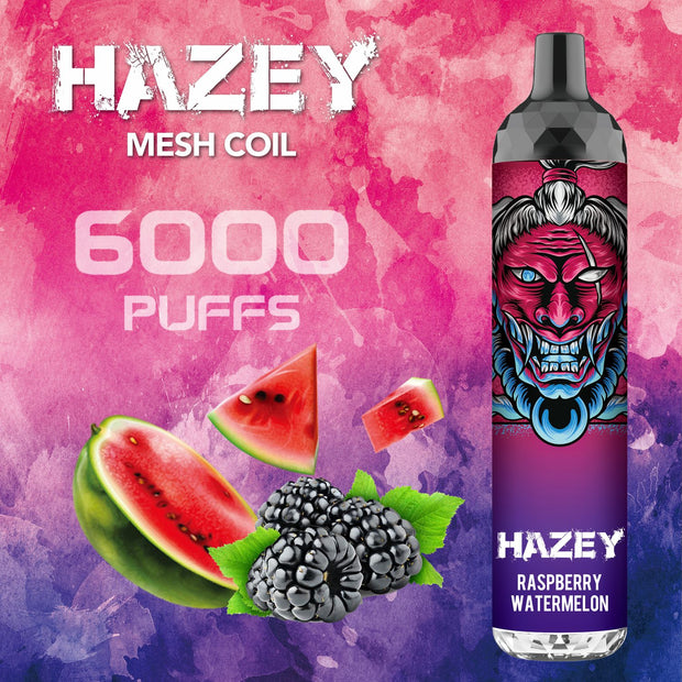 (10ct) Hazey 6000 Puffs Raspberry Watermelon $9 EA
