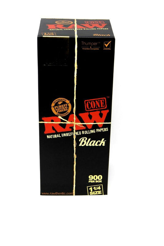 RAW 1 1/4 Cones Black 900 per box