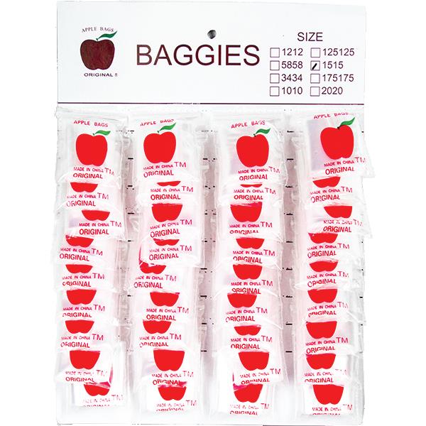 (3 unidades) Paquetes de bolsas de manzana Tarjeta de 1.5" x 1.5" $1.99 c/u