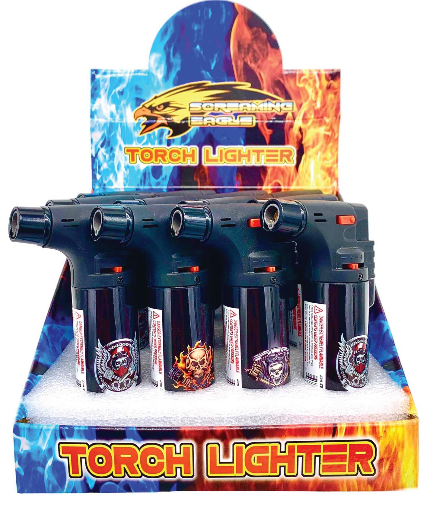 (24ct) Screaming Eagle Skull Jet Torch Assorted Designs $1.99 EA