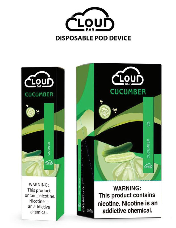 (10ct) Cloud Bar Disposable Vape Device 300 Puffs Cucumber $0.99 EA