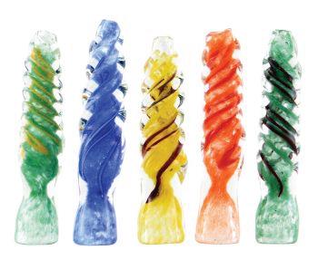 (12 unidades) Chillums de vidrio torcidos de colores de 3"Surtido $2.5 c/u