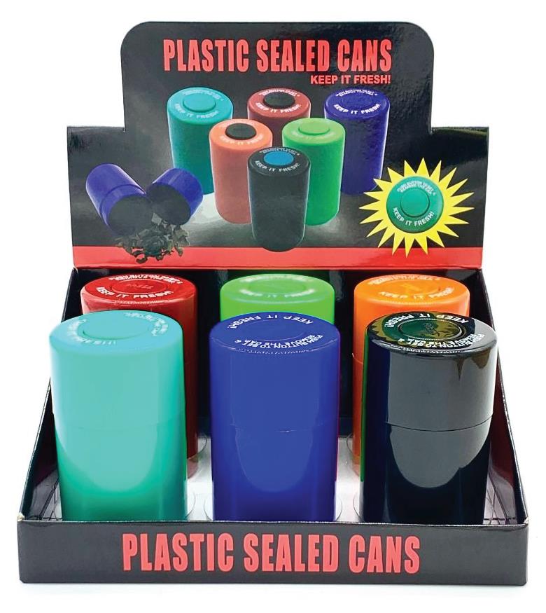 (6ct) 4" Airtight Plastic Sealed Cans Assorted Colors $3.5 EA