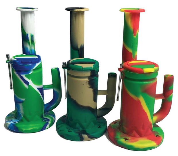 (6ct) 7" Silicone Oil Rig with Stash Container $19.99 EA