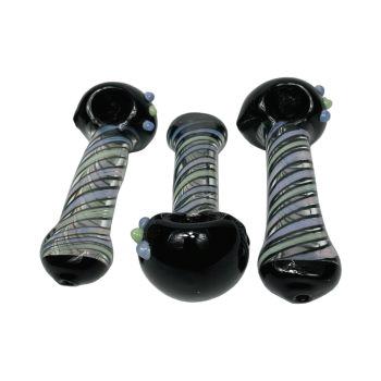 (12ct) 5" Black Slime Swirl Exotic Glass Pipe $8 EA