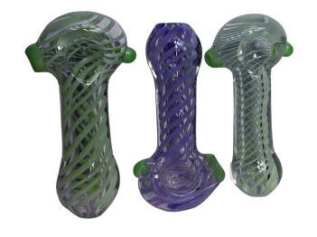 (6ct) 3" Slyme Swirl Glass Hand Pipe Assorted Colors $14 EA