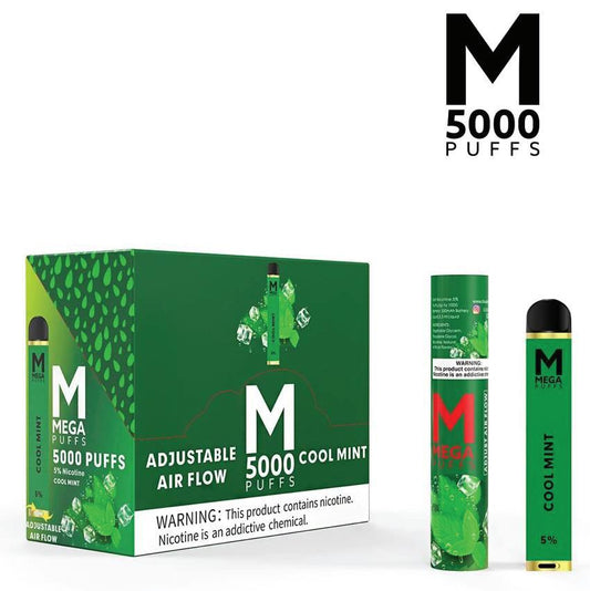 (10ct) Mega Puffs 5000 Puffs Disposable Vape Cool Mint $5.5 EA
