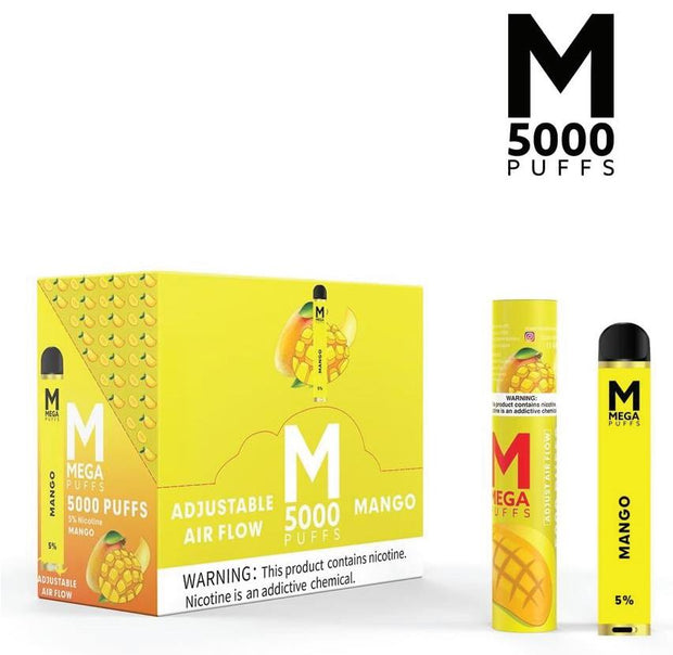 (10ct) Mega Puffs 5000 Puffs Disposable Vape Mango $5.5 EA