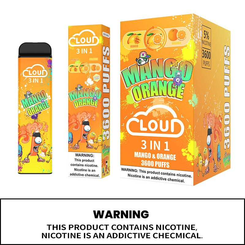 (10ct) Cloud 3 Flavors In 1 3600 Puffs Mango & Orange $4.99 EA