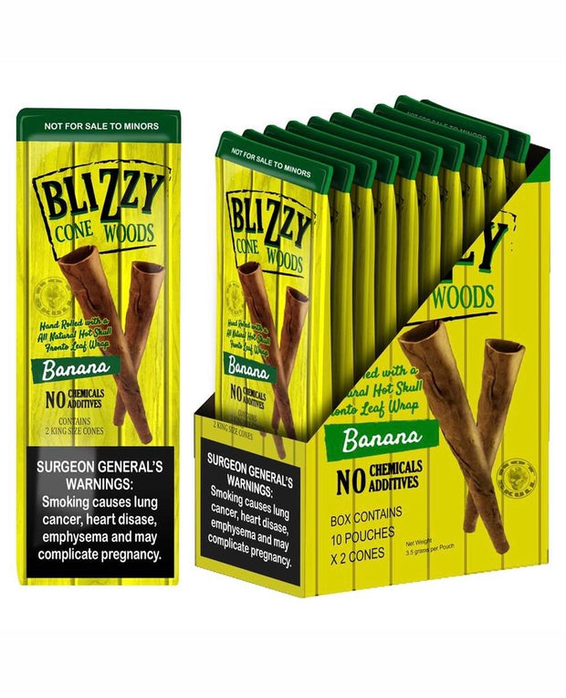Blizzy Cones Woods Banana 2 King Size Cones x10 Pouches