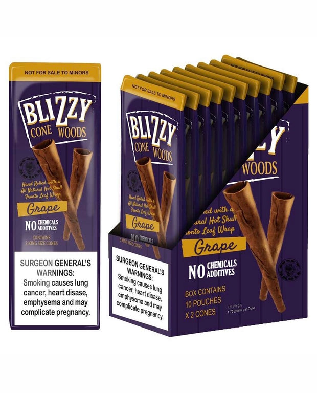 Blizzy Cone Woods Grape 2 King Size Cones x10 Pouches