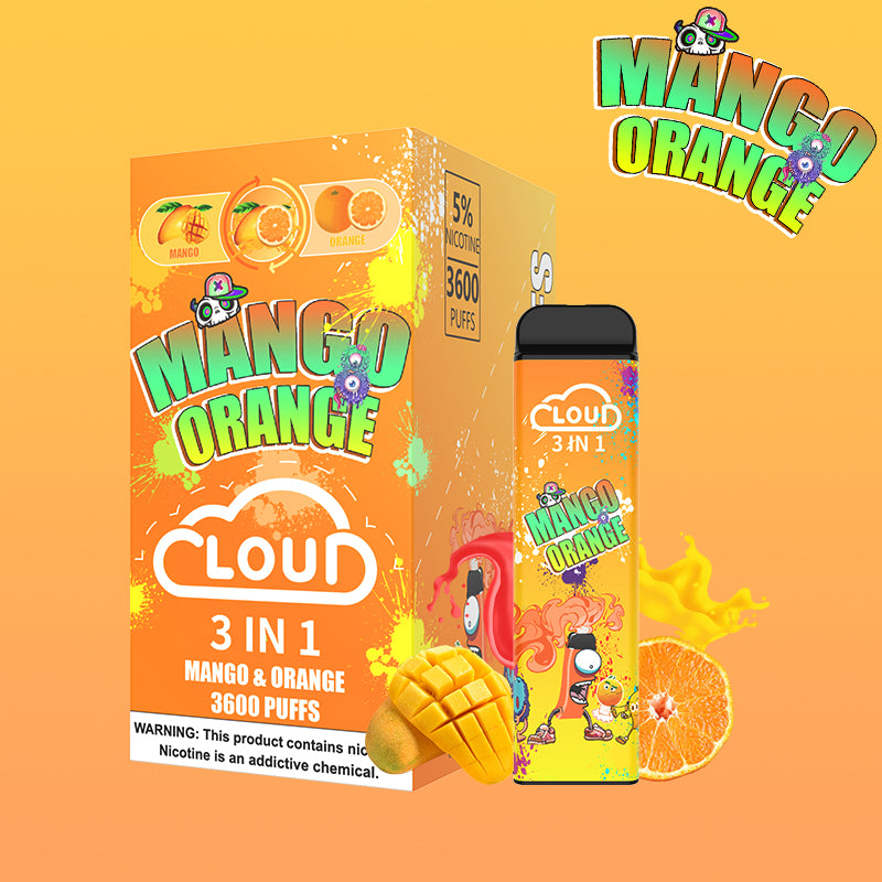 (10ct) Cloud 3 Flavors In 1 3600 Puffs Mango & Orange $4.99 EA