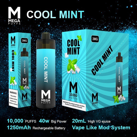 (8ct) Mega 10,000 Puffs Disposable Vape Mod Cool Mint $10.99 EA