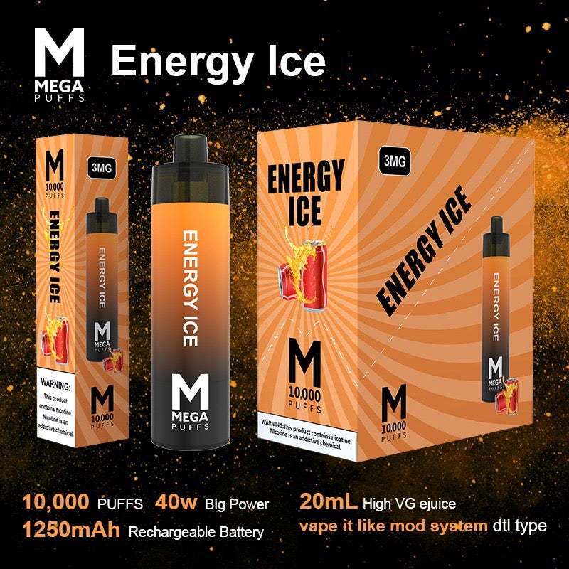 (8ct) Mega 10,000 Puffs Disposable Vape Mod Energy Ice $10.99 EA