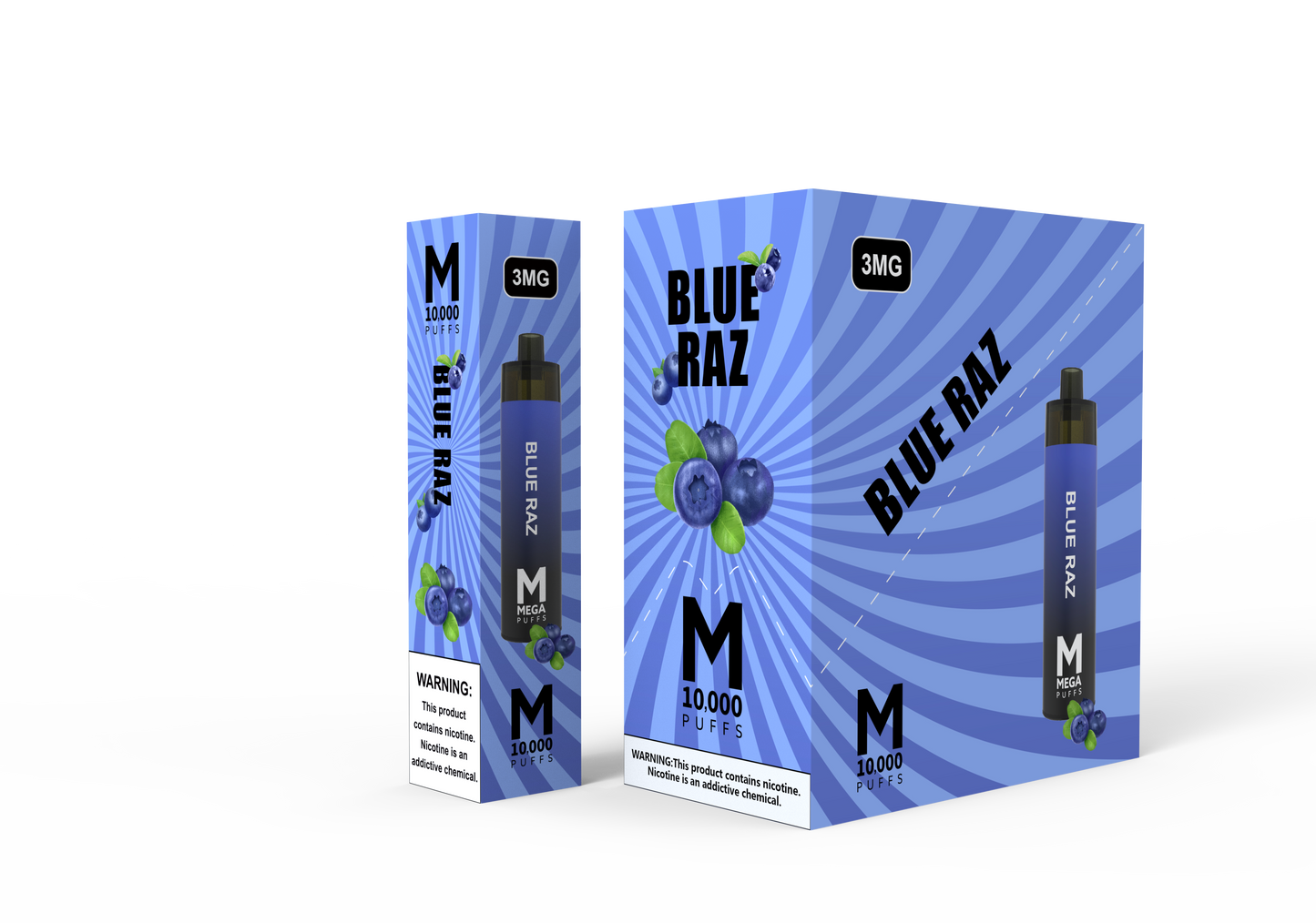 (8ct) Mega 10,000 Puffs Disposable Vape Mod Blue Raz $10.99 EA