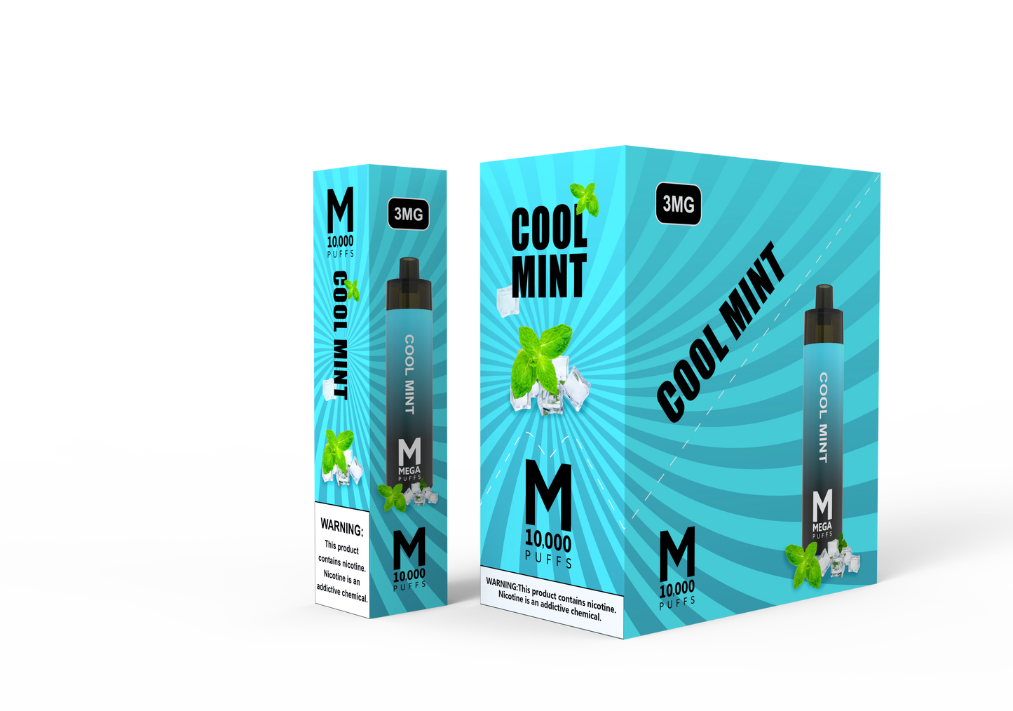 (8 unidades) Mod de vapeo desechable Mega 10,000 inhalaciones Cool Mint $10.99 c/u